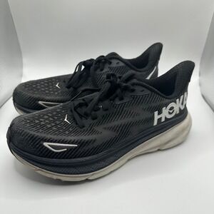 Hoka One One Clifton 9 Women's Running Shoes Black White Size 6.5B